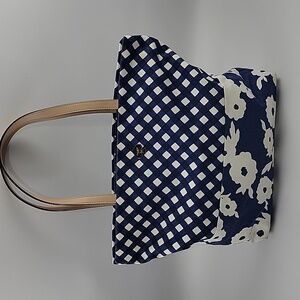 Kate Spade Teal and White Floral Check Tote
